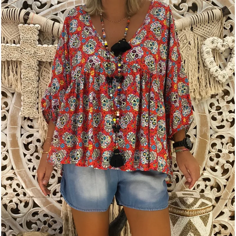 Женская блузка Модная женская сумочка в виде тыквы с принтом черепа на Хэллоуин