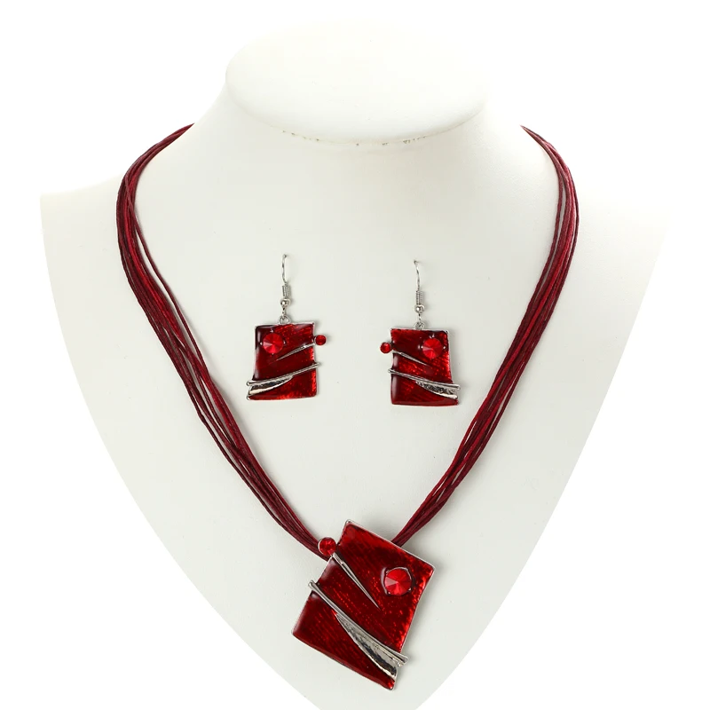 Женский ювелирный комплект из колье и серёг с эмалью|earrings set for women|necklace earring setset women