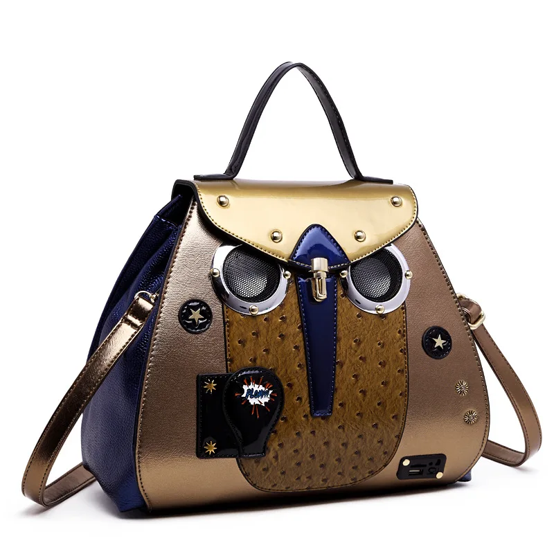 

new personality owl music package support U disk playback portable messenger bag creative audio contract color bag tide
