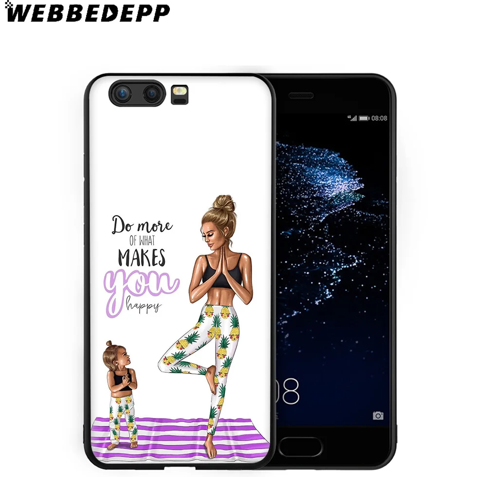 Черный коричневый мягкий чехол для мамы и дочки Huawei P8 P9 P10 P20 P30 Lite Pro P Smart Z Plus 2019 Y6