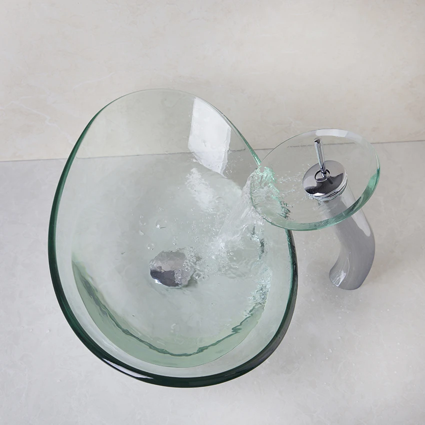Смеситель для раковины KEMAIDI прозрачный из закаленного стекла|glass vessel|sink bowlbathroom sink