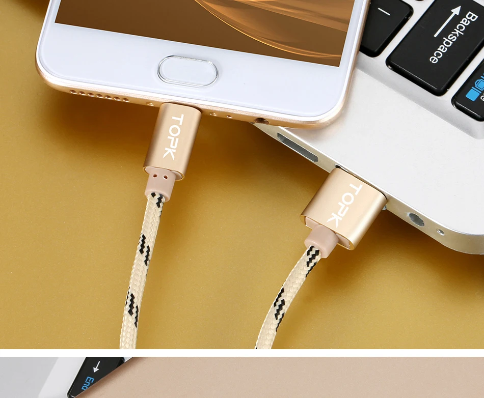TOPK [3-Pack] Micro USB кабель 2A Быстрая зарядка мобильный телефон кабель синхронизации данных для Xiaomi Redmi 4X samsung Galaxy S7 Кабель зарядного устройства