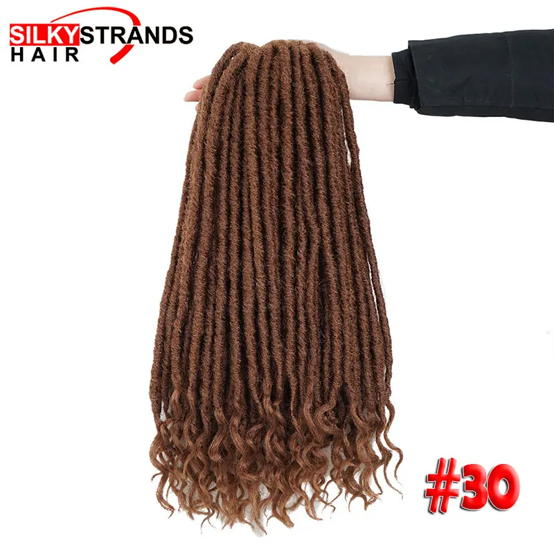 #30 Ombre Goddess Faux Locs Curly вязаные волосы для наращивания с шелковистыми прядями синтетические мягкие Дрянные Locs крючком косы - Цвет: #30
