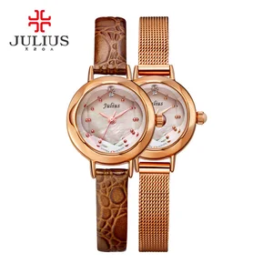 Женские часы перламутровые японские часы Mov Топ модное платье браслет стальной кожаный мини-браслет для девочек подарок для детей Julius