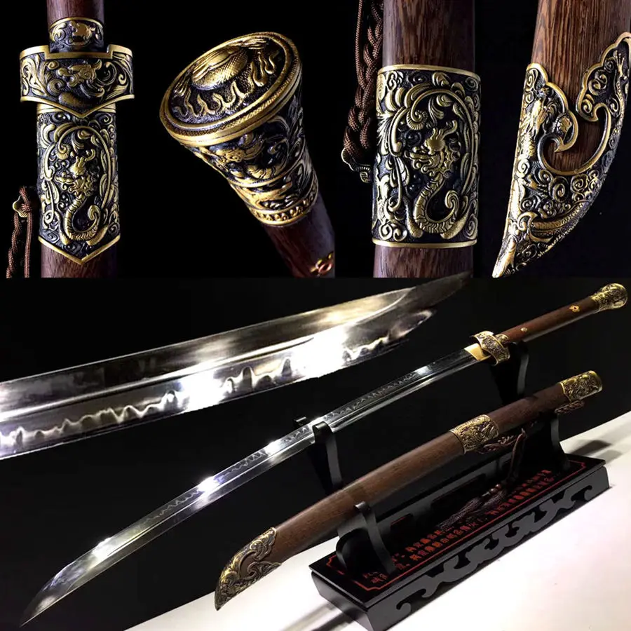 Сверхострый латунный меч из закаленной глины T10Steel Китайский Меч-меч кунг-фу