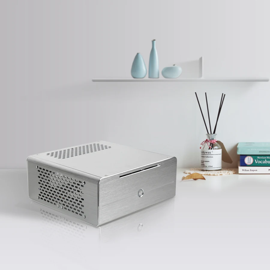 Realan алюминиевый мини ПК itx настольный чехол с источником питания E i7 слоты черный