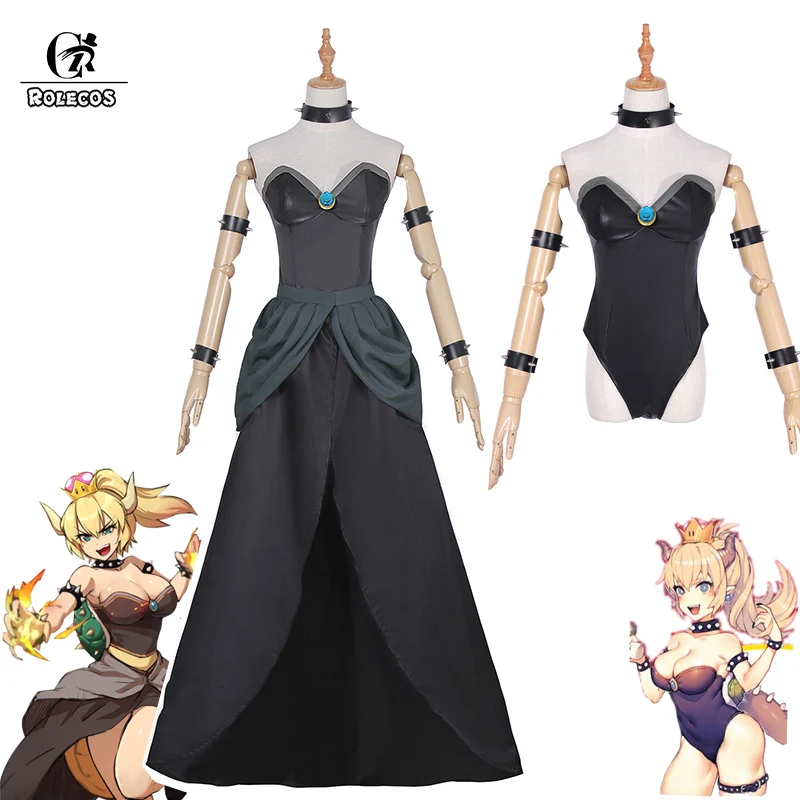 Rolecos аниме Bowsette Косплей Костюм Kuppa Koopa Hime платье принцессы косплей сексуальный