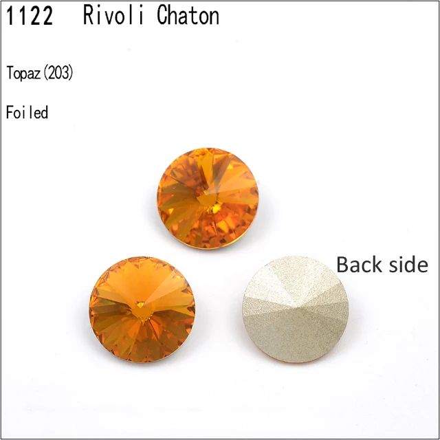 Topaz F (203) 1 шт.) с украшением в виде кристаллов от Swarovski 1122 круглые Rivoli камня(без отверстия) фольгированная Австрия Стразы для бижутерии, материал для рукоделия - Цвет: Topaz F (203)