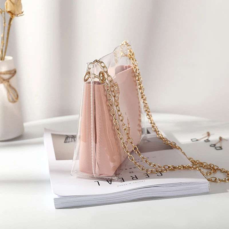 Модная женская прозрачная сумка через плечо Сумка для девочек из смешанных
