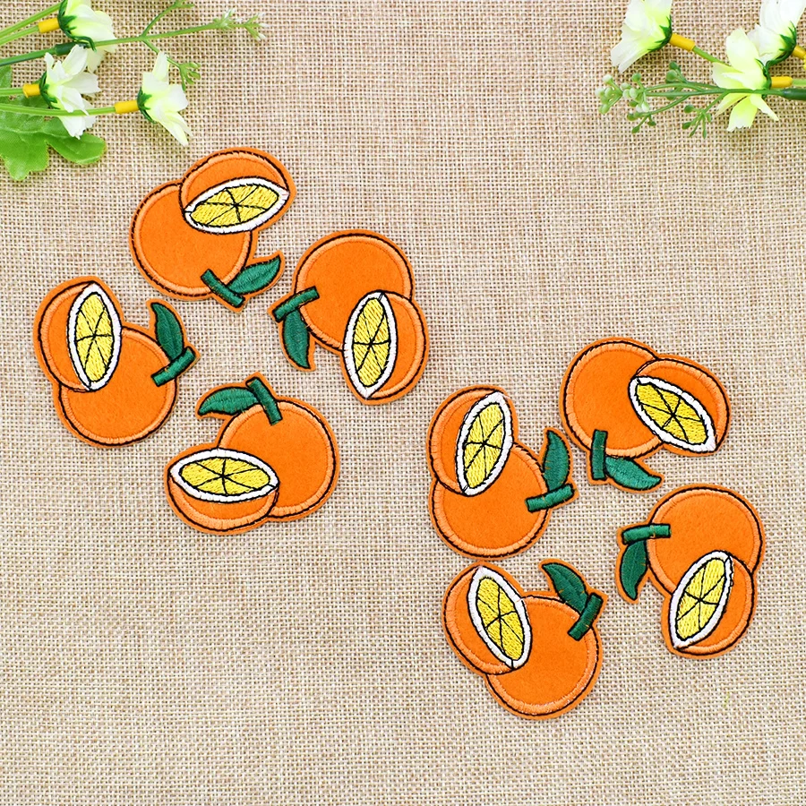 10 шт. оранжевые нашивки с вышивкой для одежды нашивка помощью утюга аппликация