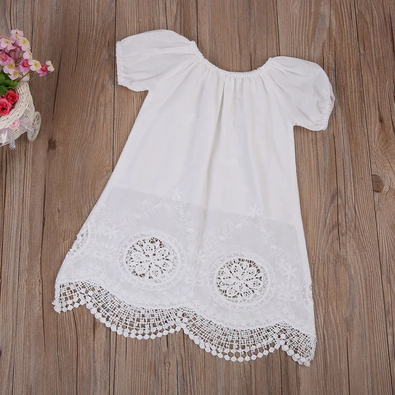 Прелестная Одежда для маленьких девочек милое кружевное прямое платье с