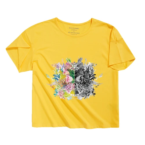 02Yellow Dordano, женская футболка, мужская, Чэнь Хуэй, серия, парные футболки с цветочным рисунком, хлопок, Camisas Hombre - Цвет: 02Yellow