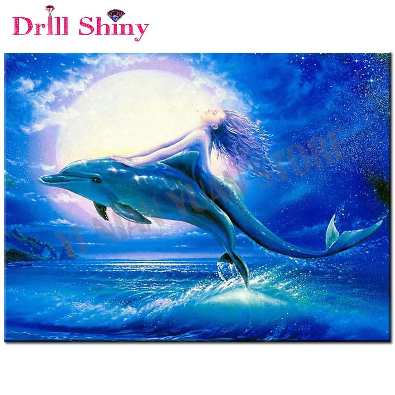 Алмазная вышивка сделай сам 5d полноразмерная мозаичная картина из страз дельфин домашний декор стразы
