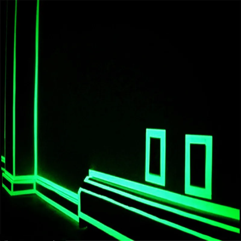 1 рулон самоклеящаяся зеленая светящаяся Предупреждение ющая лента ночное