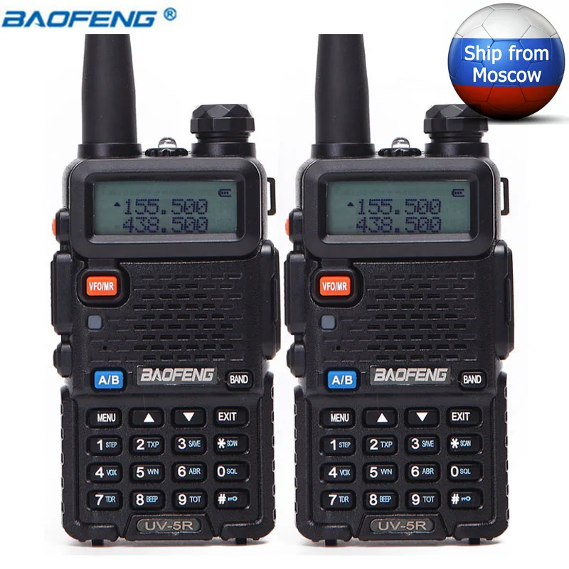 2 шт. BaoFeng UV-5R 5 Вт двухдиапазонный VHF/UHF портативный двухсторонний радио CB Walkie Talkie UV5R Ham Радио коммуникатор трансивер UV 5R