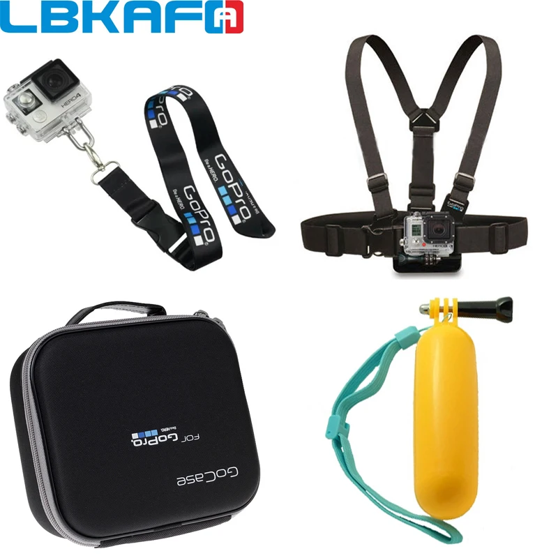 LBKAFA Hard Carry Bag Case Box + Strap Hanging Rope + Chest Strap + Floaty Bobber for GoPro Hero 10 9 8 SJCAM SJ4000 DJI Action