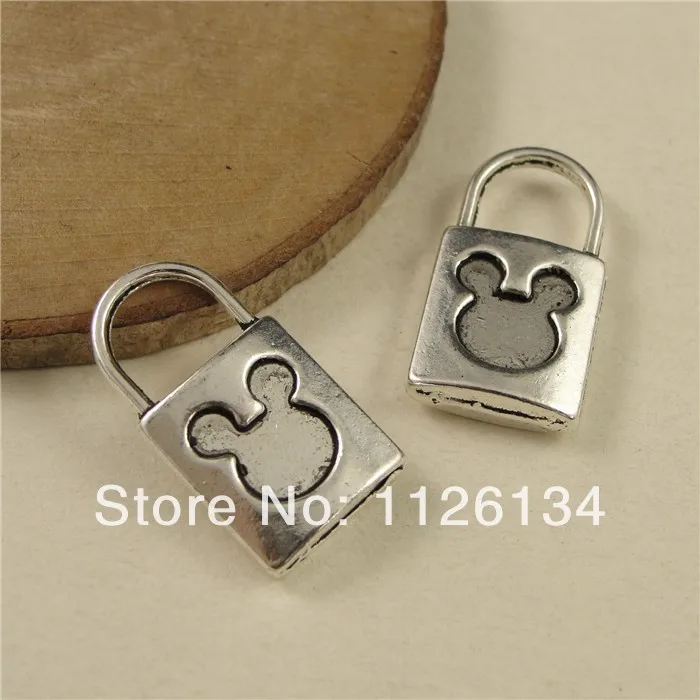 A1592 Wholesale Metal Jewelry Findings Silver Plate Mouse Lock Charms | Украшения и аксессуары