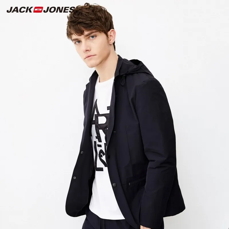 JackJones Для мужчин прямой крой с капюшоном блейзер британский стиль случайный