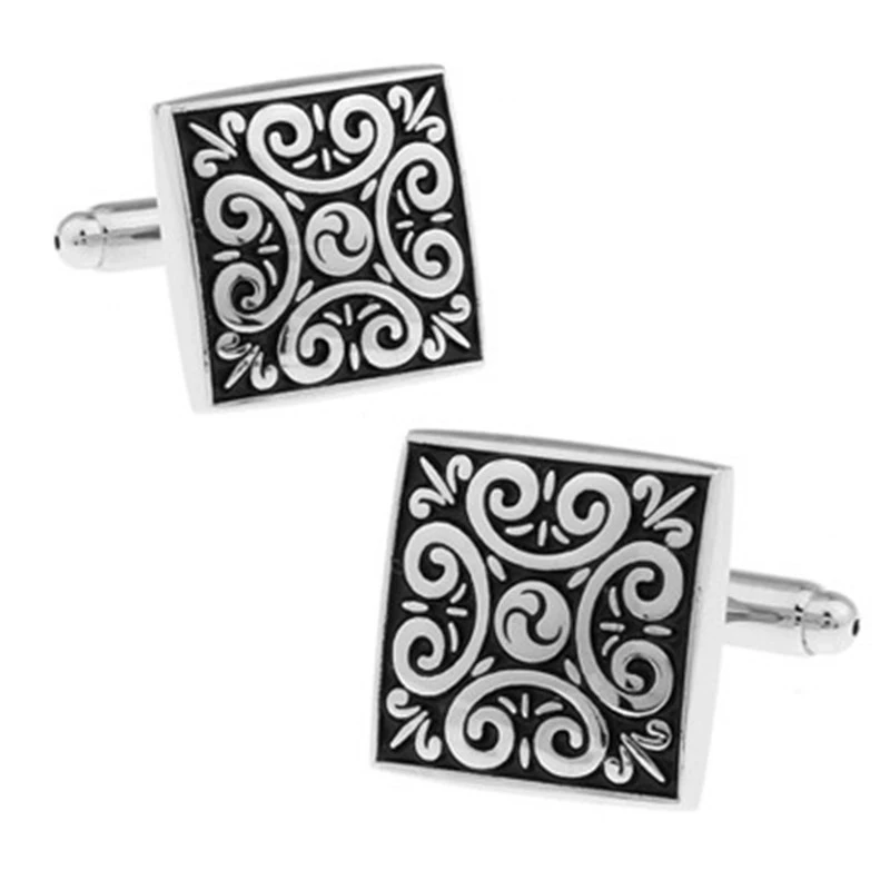 

High Quality French Style square Retro pattern Cufflinks For Mens Shirt Brand suit Cuff Buttons Top sale Cuff Links Jewelry