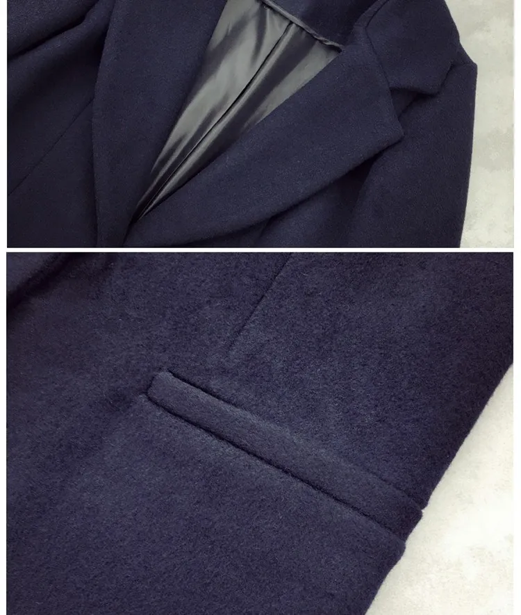 Новое осенне-зимнее женское Шерстяное Пальто с карманами модное длинное пальто