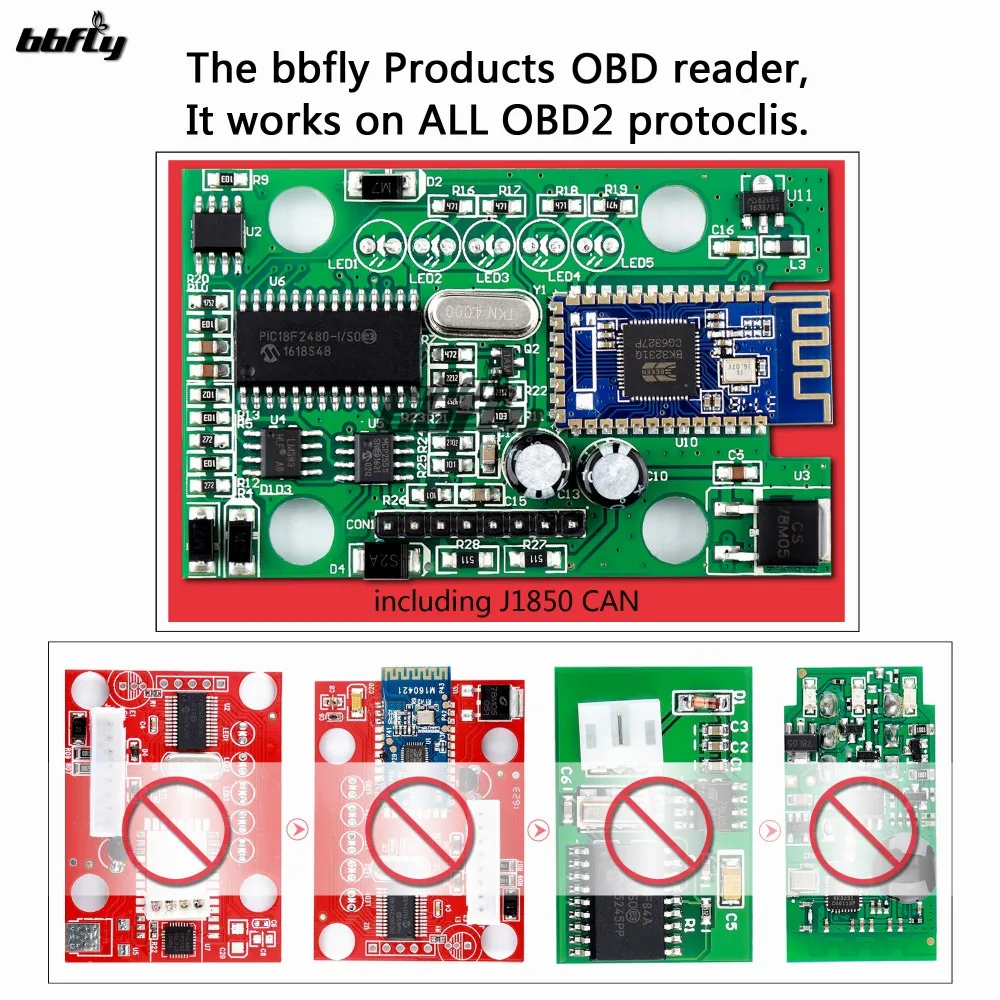 Bbfly-BB77102 ELM327 Bluetooth V1.5 модифицированный OBD2 elmконфигурация FOCCCUS Froscan OBD HS-CAN / MS-CAN
