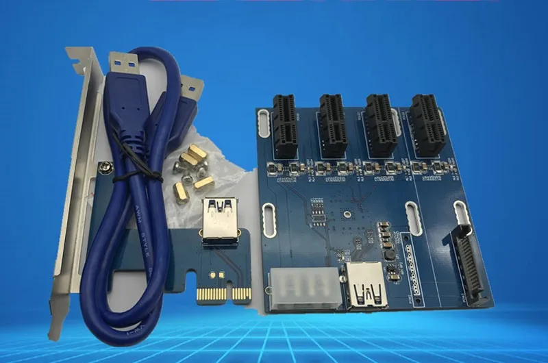Новый Синий PCIe от 1 до 4 PCI express 1X слоты Райзер карта Mini ITX к внешнему слота e адаптер