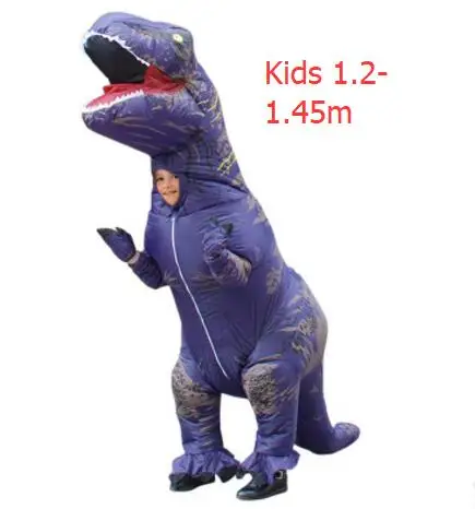 Kids Purple T Rex Надувной костюм динозавра для взрослых и детей, костюм T REX, маскарадный костюм, маскарадный костюм на Рождество и Хэллоуин для мужчин и женщин - Цвет: Kids Purple T Rex
