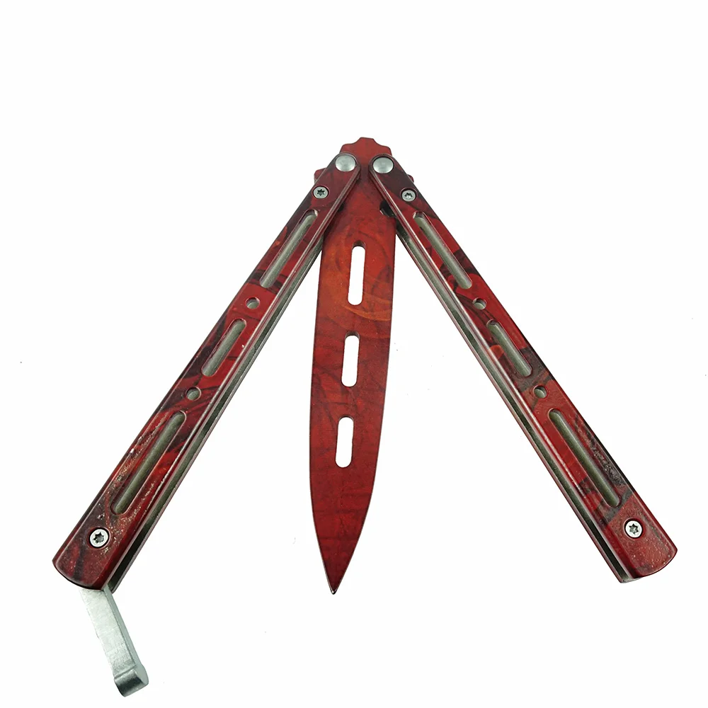 Складной нож Karambit из нержавеющей стали с бабочкой, тренировочный нож, тактический нож для игры в Counter Strike, подарок - Цвет: red  jiantou