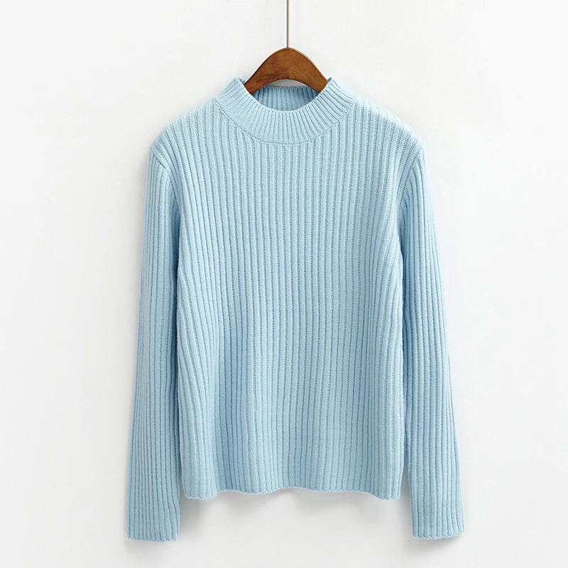 Half Turtleneck Women Sweater Jumper Autumn Winter Burgundy Soft Thin Knitted Pullover Ribbed Long Sleeve Basic | Женская одежда