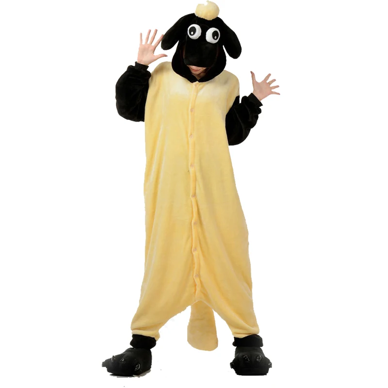 Забавный мультфильм кигуруми пижамы овечки Onesie с капюшоном Шон Комбинезоны для
