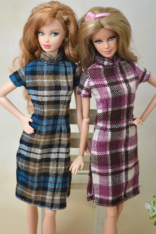 2pcs/lot Handmade 2015 New Design Cheongsam Ancient Costume Clothing Outfit For Kurhn Barbie Doll Random colors Girls Gift | Игрушки и
