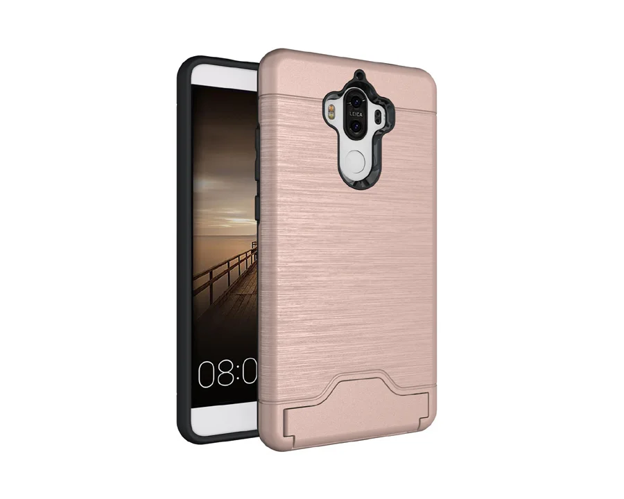 Креативный держатель для карт, чехол для huawei mate 9 PC+ Силиконовая шероховатая поверхность, текстура, Встроенная подставка для карт, чехол для huawei mate 9