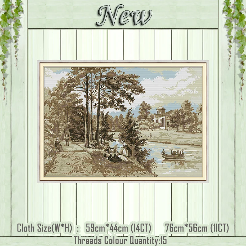 

The river on a boat scenery decor painting counted print on the canvas DMC 11CT 14CT kits Cross Stitch embroidery needlework Set