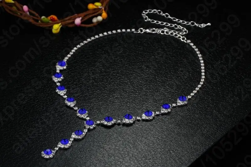 Женский ювелирный комплект из колье и серёг темно синего цвета|jewelry sets|jewelry sets