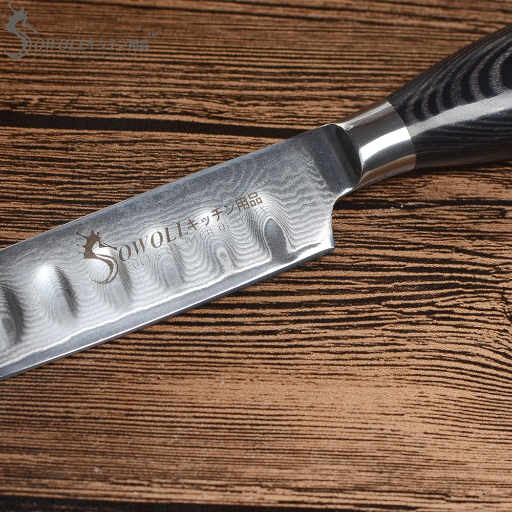 Sowoll Japanese 67 Layers Damascus Steel Kitchen Knife Paring Utility Slicing Chef Meat Cleaver Black Color Wood Handle | Дом и сад