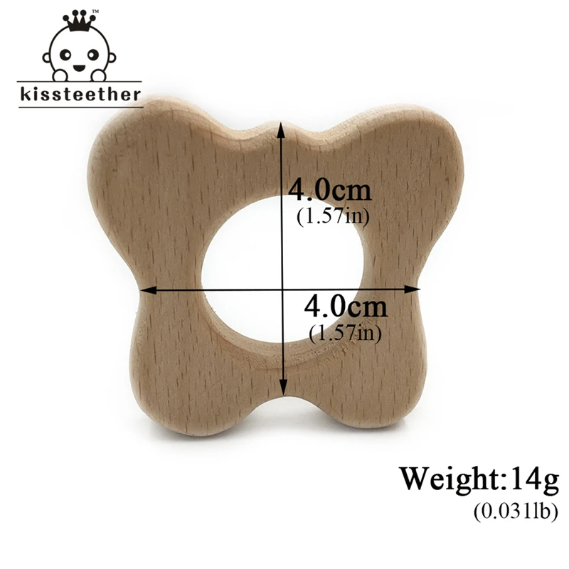 Mordedor org&aacute;nico de madera para beb&eacute;, juguete de dentici&oacute;n Natural, regalo para Baby Shower-4