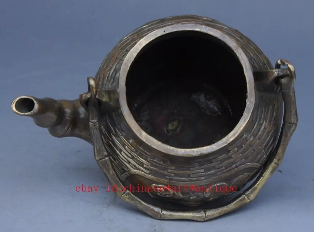 Китайский древний латунный ручной резной чайник для мужчин и сосны w daming Mark|brass