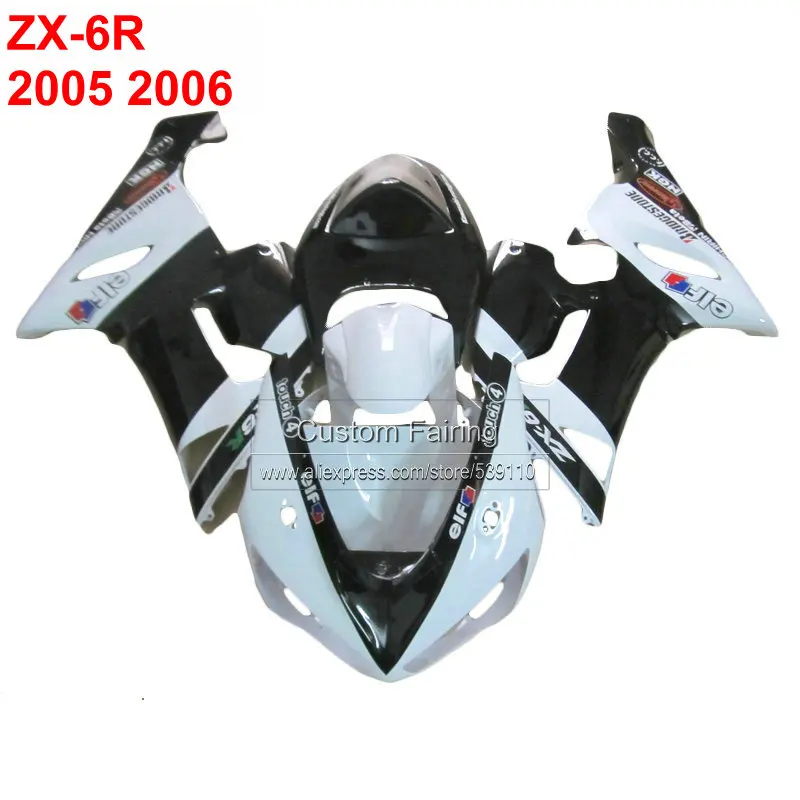 

ABS пластик Обтекатели мотоцикла для Kawasaki zx6r zx 6r Ninja 05 06 2005 2006 белый черный обтекатель комплект RG65