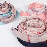 summer silk scarfs for women 2019 chiffon woman shawls and scarves for beach floral crinkle ployester sunscreen scarf hijab