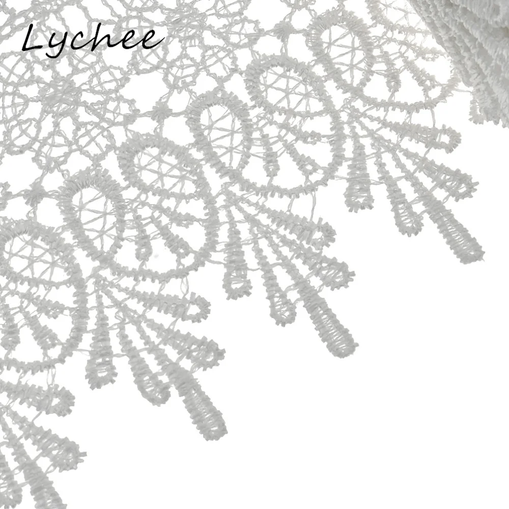 Lychee 5 ярдов Белый Цвет Цветочная вышивка тюль кружевная отделка для женщин DIY