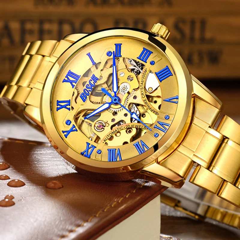 BOSCK Мужские автоматические механические часы Для мужчин брендовые роскошные