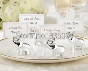 

wedding favor and souvenir--"Lucky in Love" Silver - Finish Lucky Elephant Place Card Holders 100 pcs/lot