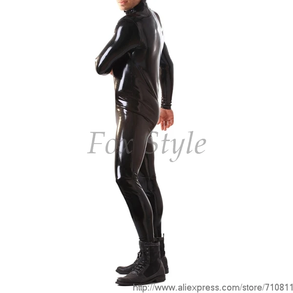 Мужской латексный комбинезон с молнией спереди