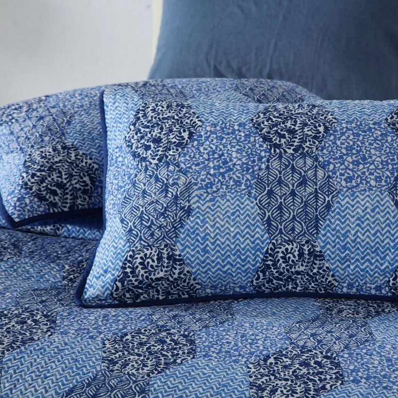 Покрывала для кровати CHAUSUB комплект из 3 предметов синее Хлопковое одеяло
