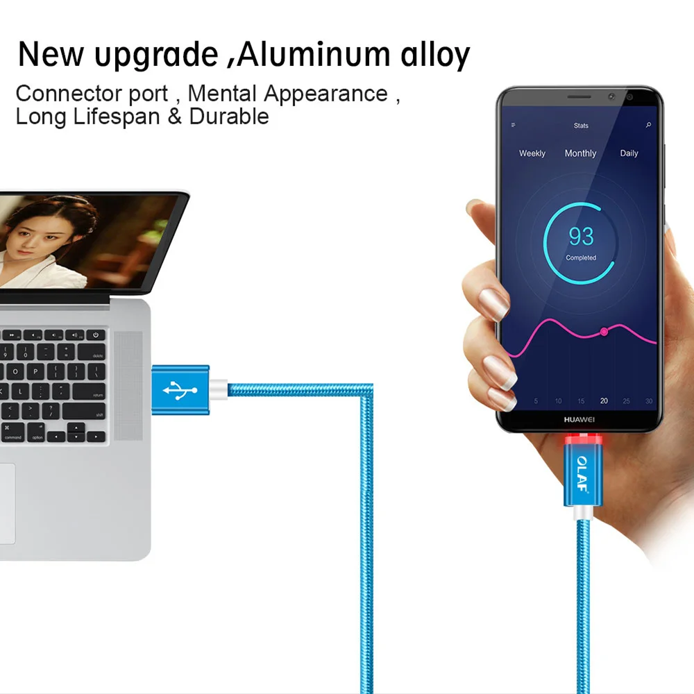 Светодиодный светильник OLAF usb type-C кабель для быстрой зарядки и синхронизации данных type-c кабель для samsung S9 S8 для Xiaomi для huawei P20 lite pro