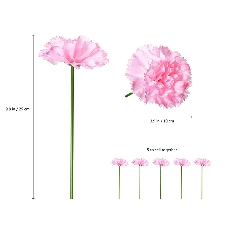 5 головок свежий искусственный цветок гвоздики Шелковый поддельные растения для