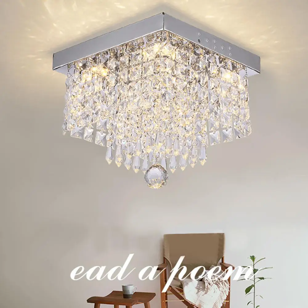 Современная квадратная Хрустальная потолочная лампа светодиодные лампы
