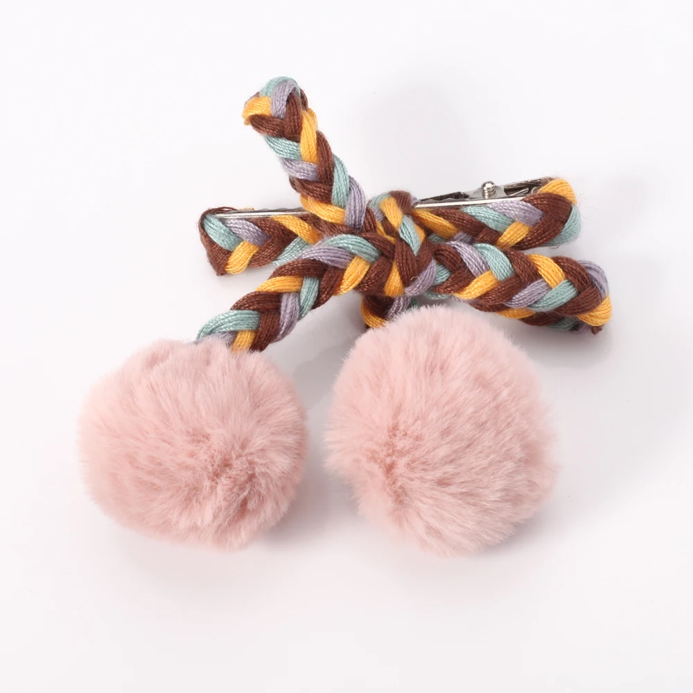 Заколка для волос розовая красная плюшевая Осень-зима заколка ручная работа