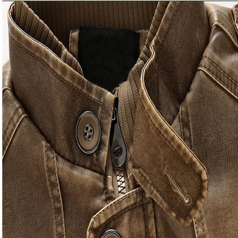 Men's Leather Jacket Jaqueta De Couro Masculina Mens Stand Collar Jackets Coats Brand Motorcycle Men | Мужская одежда
