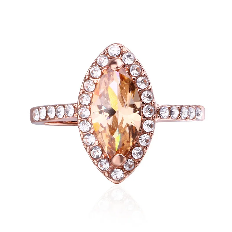 1 Pcs Classic Oval Inlaid Crystal Gold Rings Lady Fashion Exquisite Wedding Anniversary Jewelry Gifts Women Ring | Украшения и